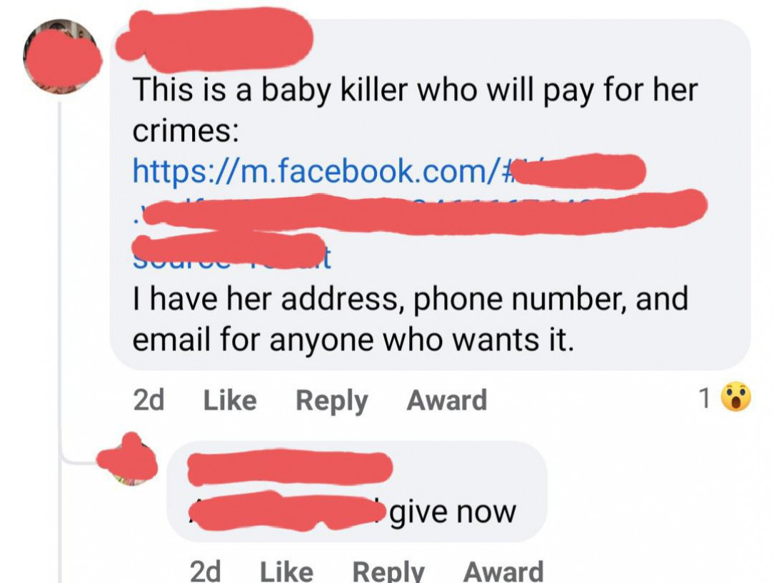 Found in a pro-life page. Reported it to Facebook, is there anything else I can do?