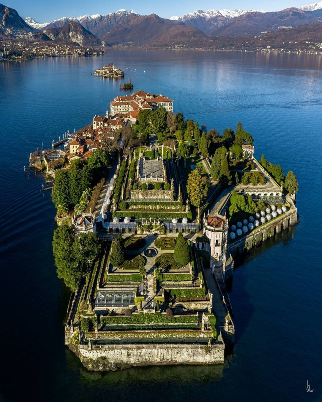 Isola bella and the Borromean islands on Lake Maggiore, Northern Italy