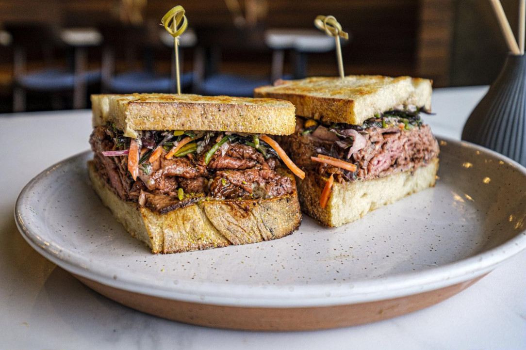 Black garlic roast beef sandwich