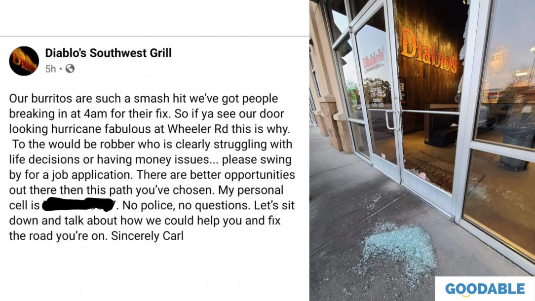 In Augusta, a restaurant owner came to work to find someone had tried to break in. He didn&#039;t get angry. Instead, he posted this note to the robber