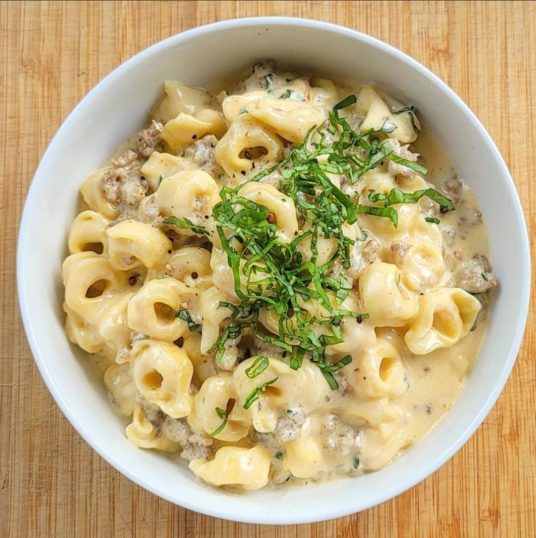 Tortellini with Sausage and Herbs in 4 Cheese Sauce