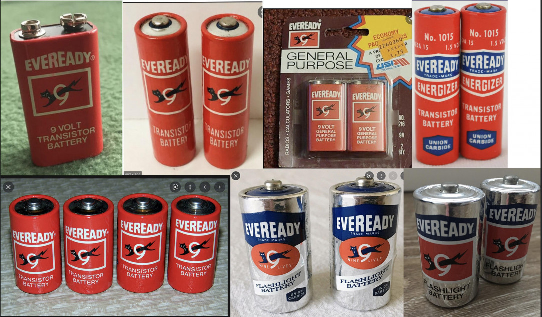 The designs on 70s-80s Eveready batteries