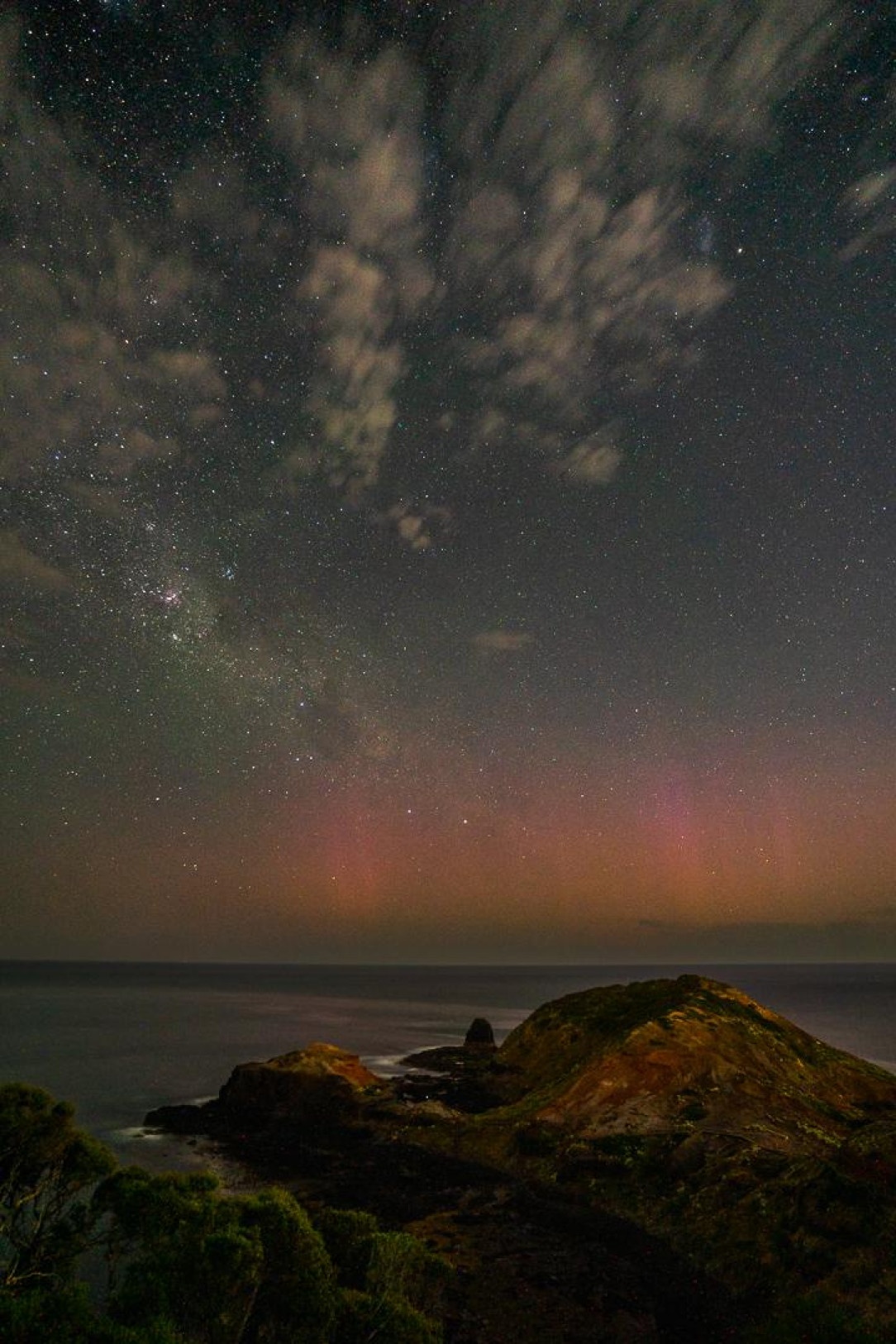 Aurora Australis over Cape Schanck, Victoria, Australia