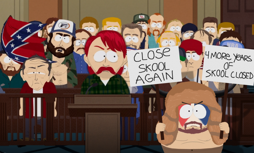 Cartman shows up to the capitol to protest, but for entirely different reasons