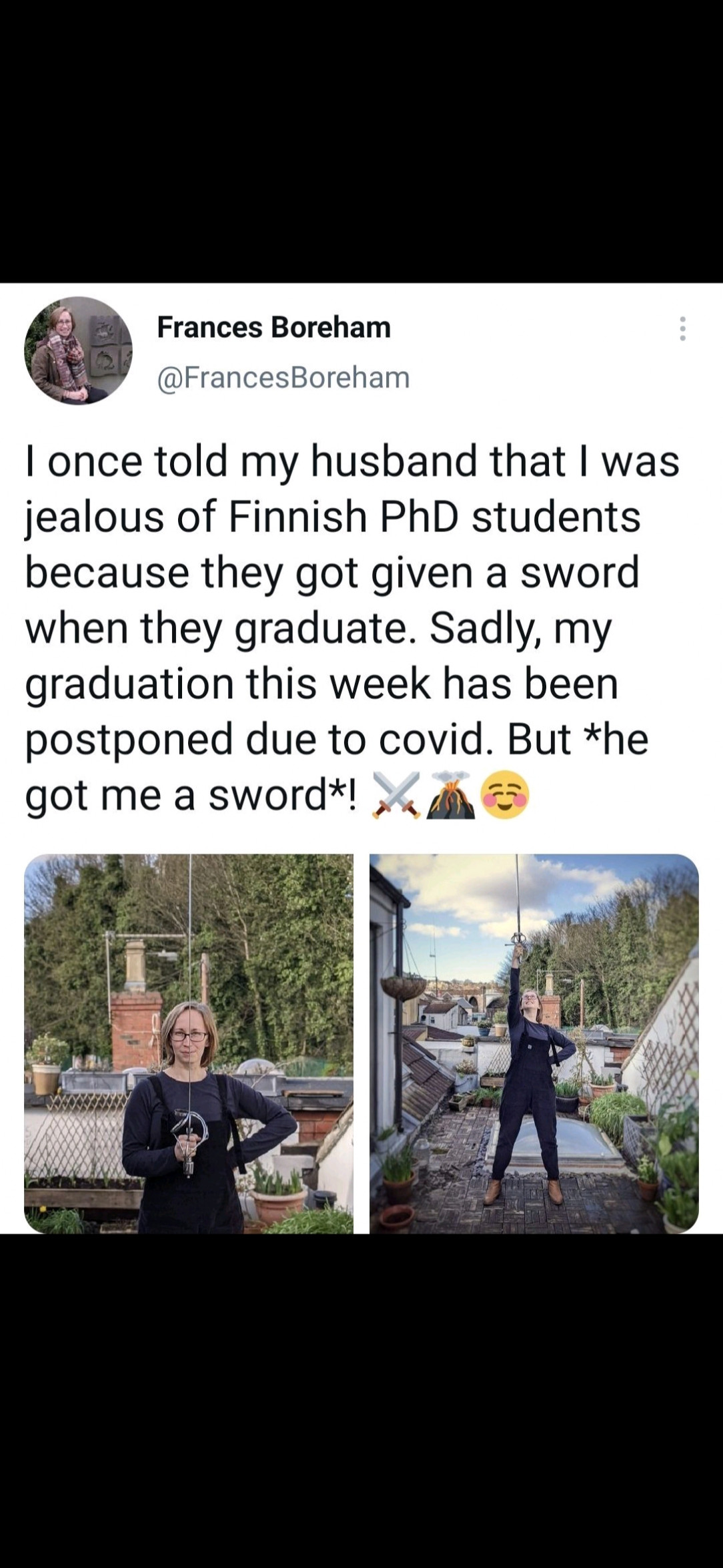 Husband gets wife a sword for graduation!