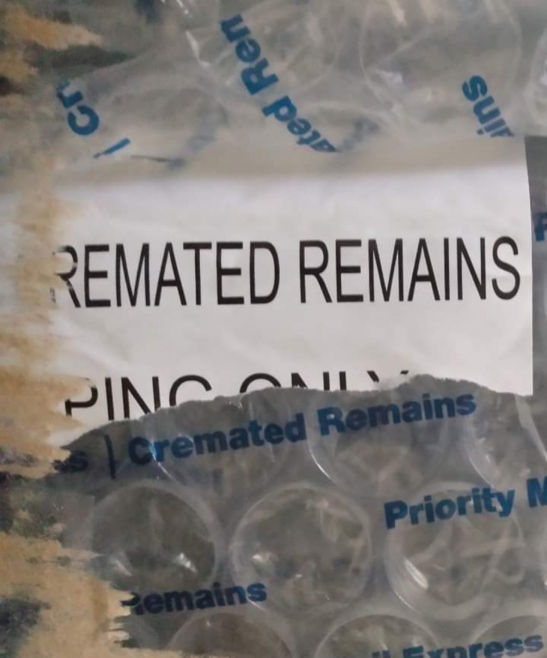 A seller re-used &quot;cremated remains&quot; packaging to ship a package