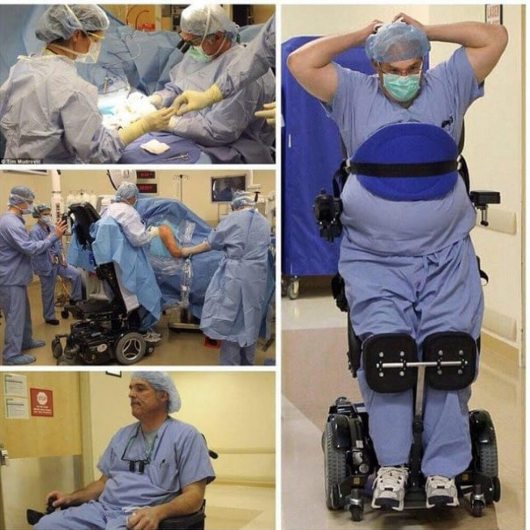 Ted Rummel, amazing doctor paralyzed from the waist who can still perform surgeries thanks to remarkable stand-up wheelchair