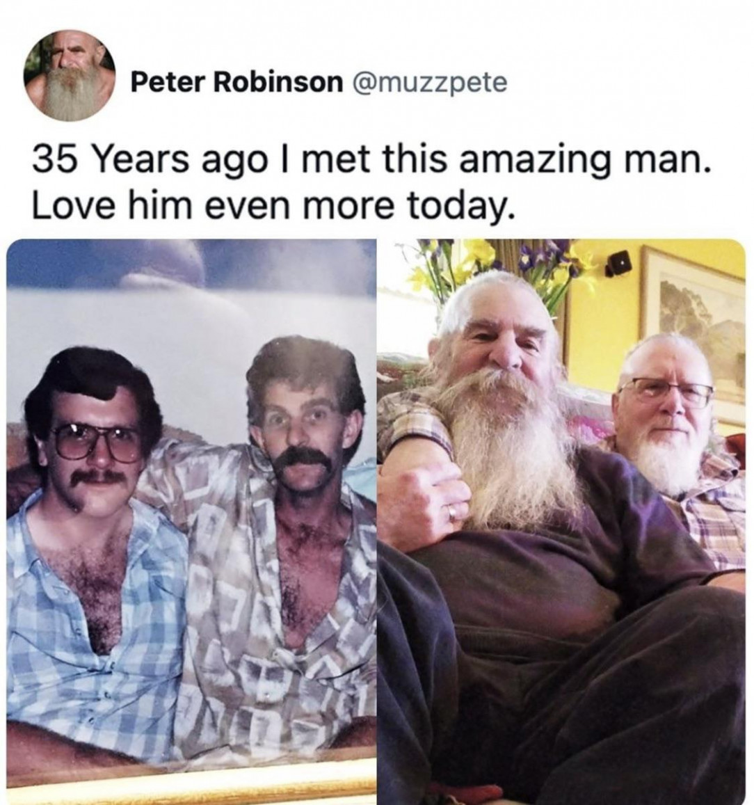 Their love (and facial hair) flourished beautifully over the years