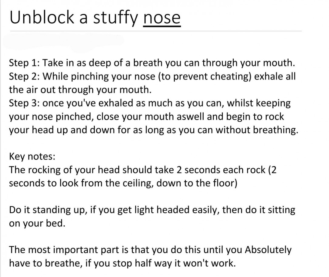 How to unblock a stuffy nose