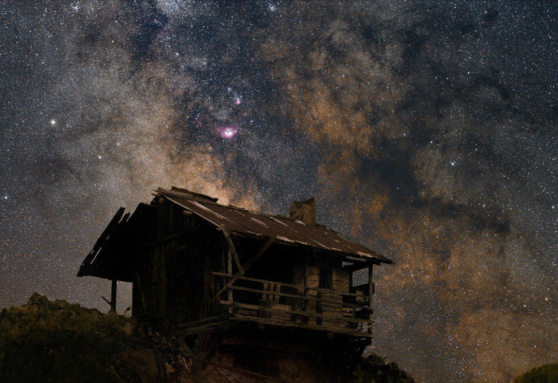 Milkyway over an old house