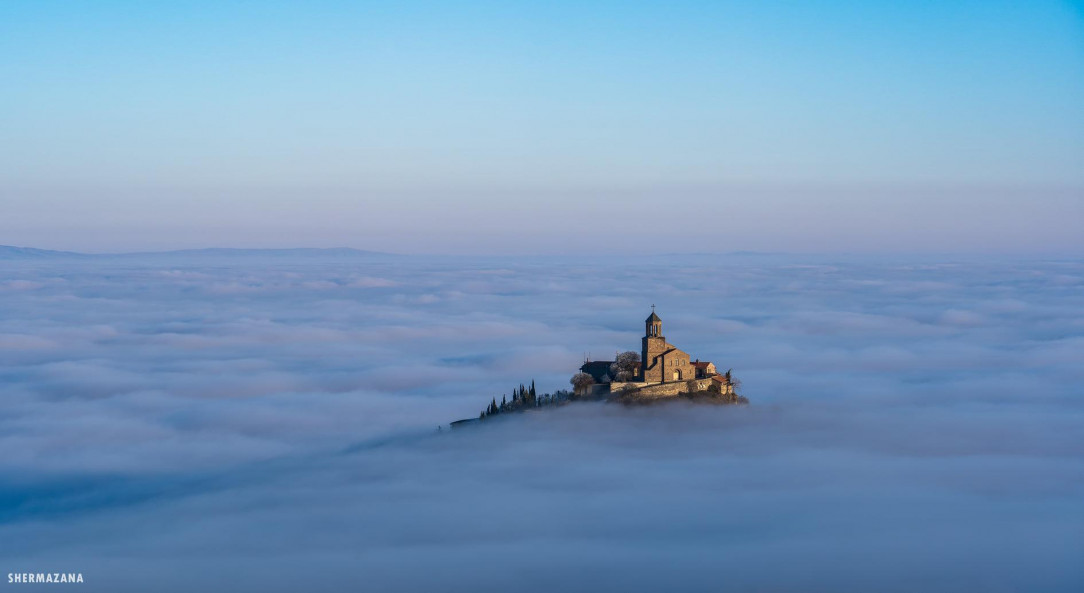 Let&#039;s take a small break from politics, here is the view of Shavnabada Monastery of St. George, in Georgia