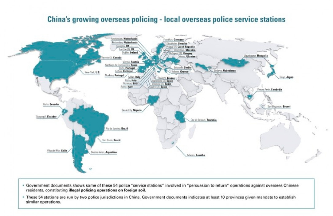 Spanish NGO found that China allegedly runs unofficial and undeclared police stations in these countries