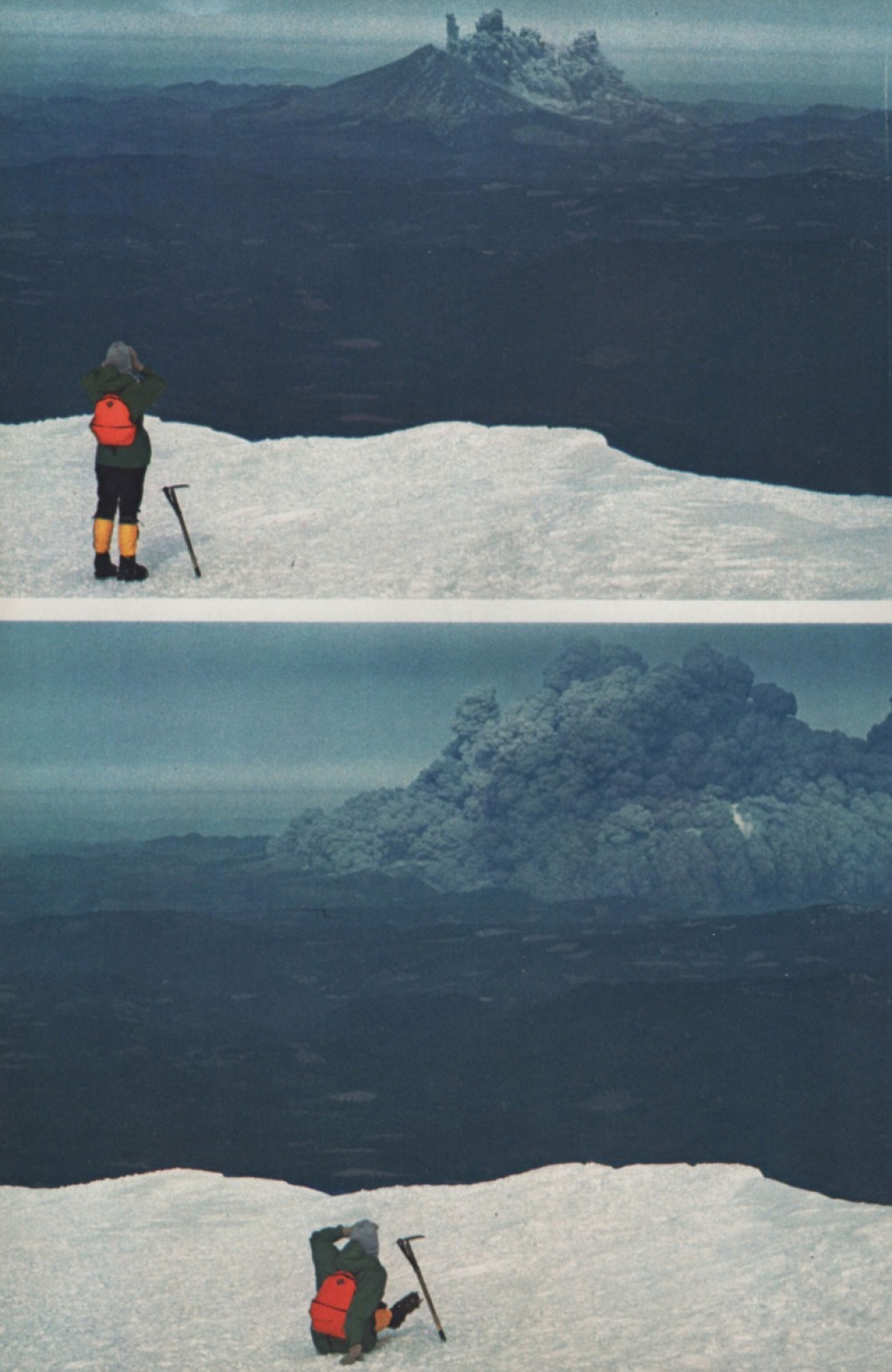 1980 eruption of Mt. Saint Helens as viewed by climbers on nearby Mt. Adams