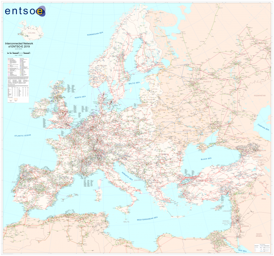 Europe&#039;s Electricity Transmission Network in 2019
