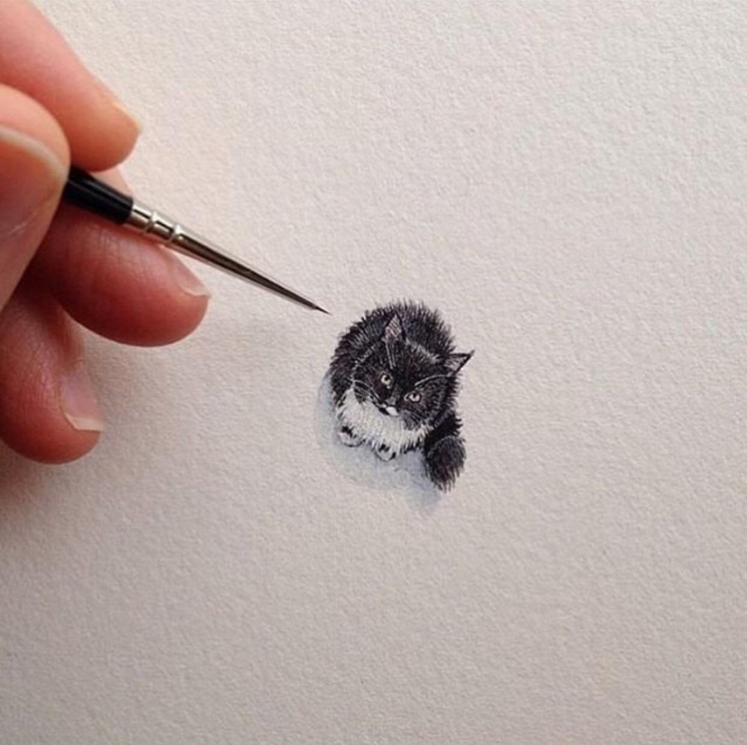 Adorable tiny cat illustration