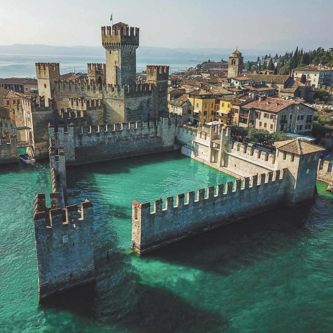 Sinking castle of lake garda, italy