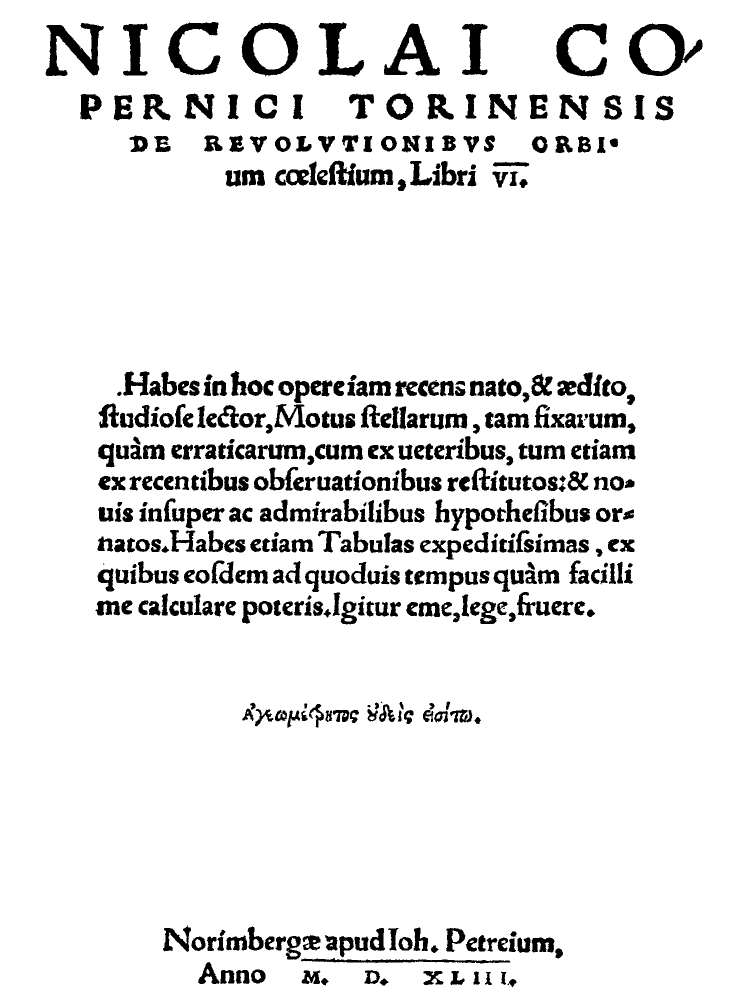 Cover of the book 'De revolutionibus orbium coelestium'