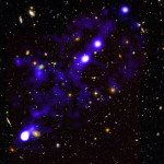 One of the first images of the cosmic web ever taken overlayed on Hubbles Ultra Deep Field