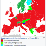 Legal requirements for halal slaughter in Europe. (2018 map)