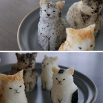 These onigiri (rice balls) perfectly shaped like cats