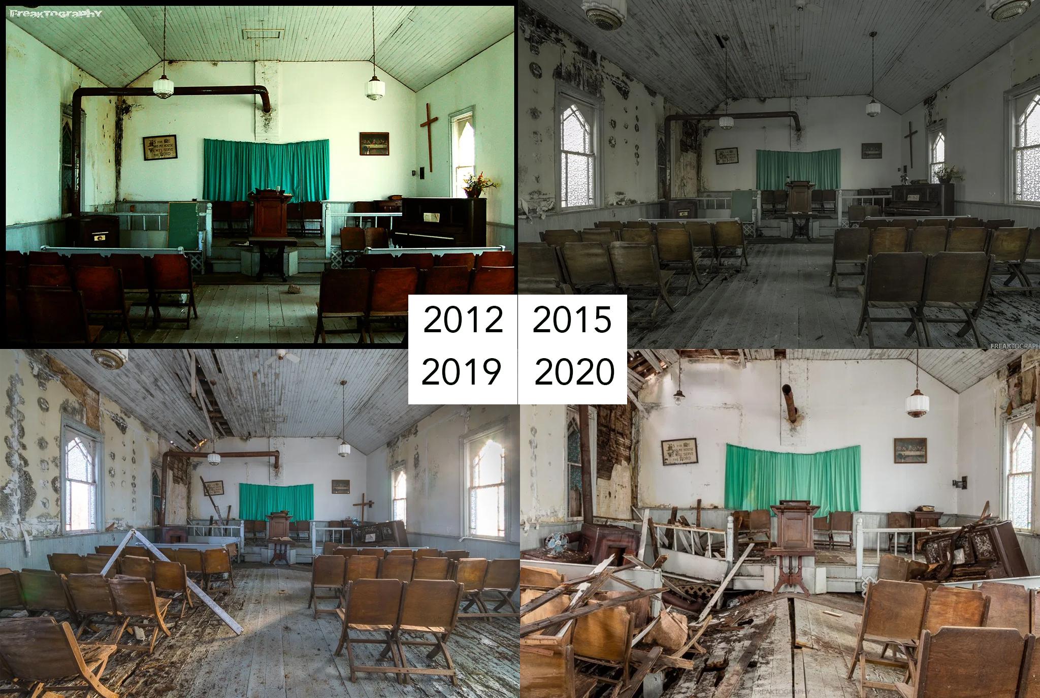 I've been documenting the natural decay in this small abandoned church since 2012